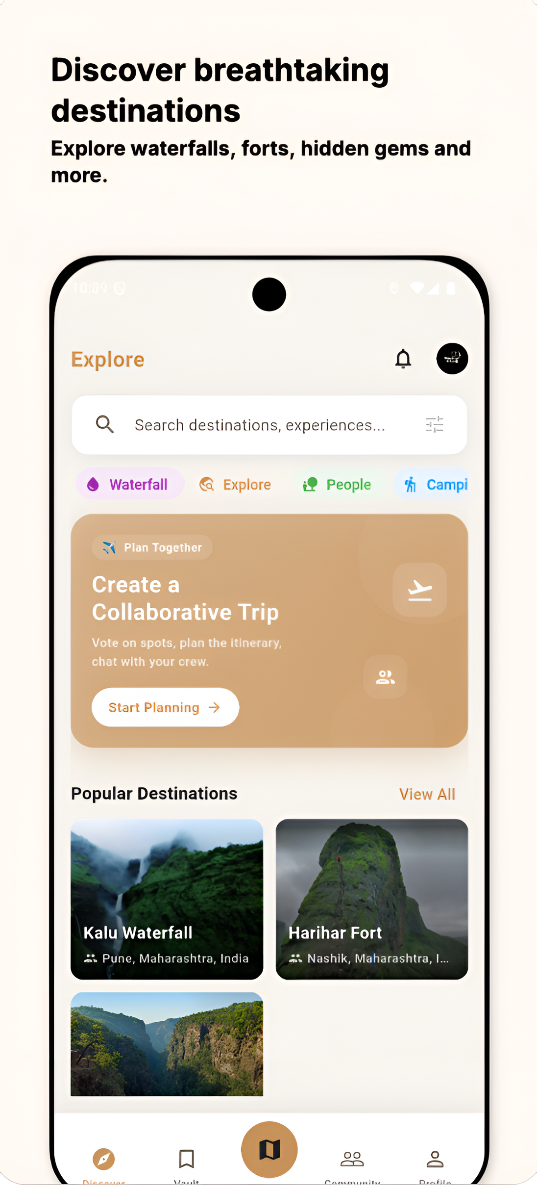 Travault explore screen